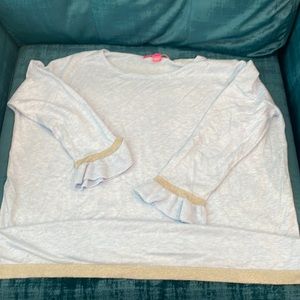 Medium Lilly Pulitzer sweater with sparkly gold detail on sleeves and bottom hem